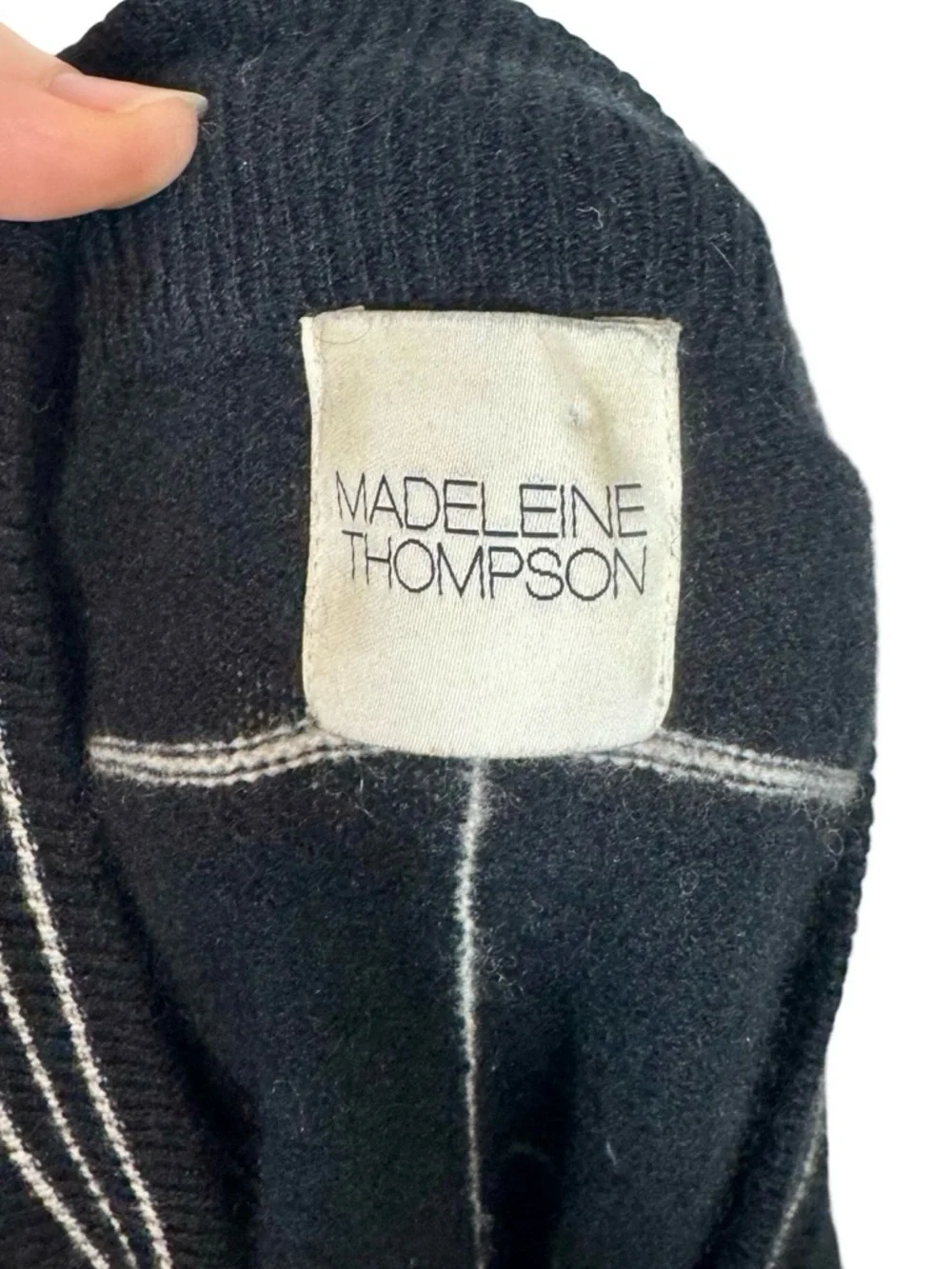 Madeleine Thompson Jedha 100% Cashmere Zip Bomber Sweater Windowpane Check